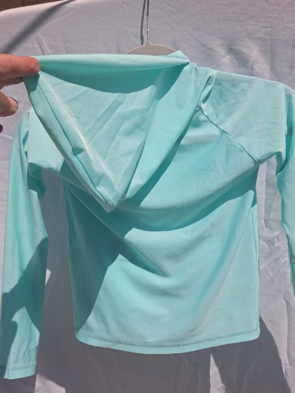 Kids Long Sleeve Hooded Rashguard - Aqua